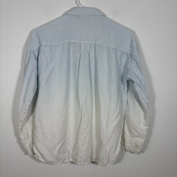 Jason Wu Dip Dye Linen Button Front Shirt Sky Blue XS Ombre Long Sleeve - Picture 6 of 7